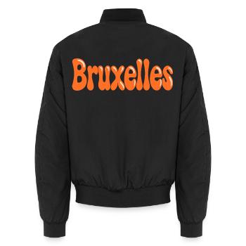 Brüsseler Orange Tippfehlerblasen - Unisex Bomberjacke - Schwarz - Hinten - AI Model Male 185 light (185cm)