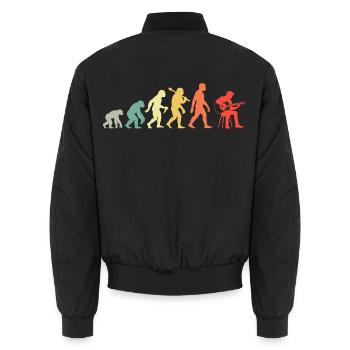 Akustikgitarre Evolution Retro Gitarrenspieler - Unisex Bomberjacke - Schwarz - Hinten - AI Model Male 185 light (185cm)