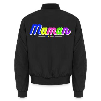 Maman coloré flashy vintage années 90. Fête mères - Bomber unisexe - noir - Dos - AI Model Male 185 light (185cm)