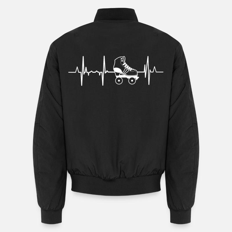 Roller Skates Heartbeat - Unisex Bomber Jacket - black