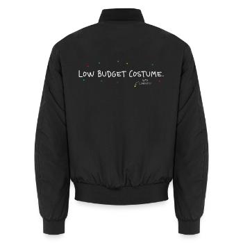 Low Budget Costume Karneval Spruch lustig Fasching - Unisex Bomberjacke - Schwarz - Hinten - AI Model Male 185 light (185cm)