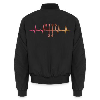 5-Gang-Schaltgetriebe Sunset Heartbeat - Unisex Bomberjacke - Schwarz - Hinten - AI Model Male 185 light (185cm)