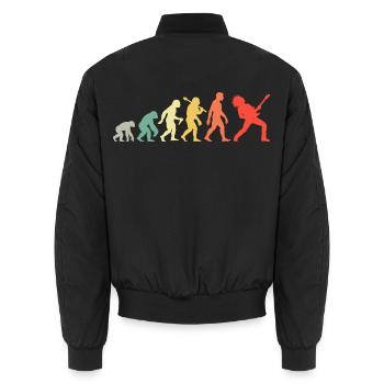 Gitarrist Evolution Rock und Metal Gitarrenspieler - Unisex Bomberjacke - Schwarz - Hinten - AI Model Male 185 light (185cm)