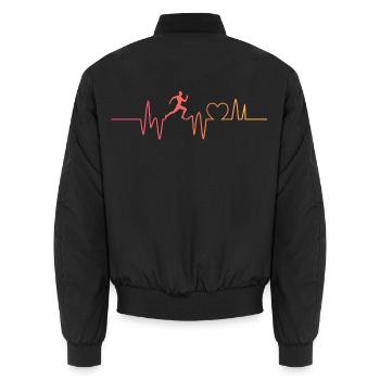 Laufen Joggen Herzschlag running - Unisex Bomberjacke - Schwarz - Hinten - AI Model Male 185 light (185cm)
