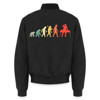 DJ Evolution Deejay Disc-Jockey Mischpult + Venyl - Unisex Bomberjacke - Schwarz - Hinten - AI Model Male 185 light (185cm)