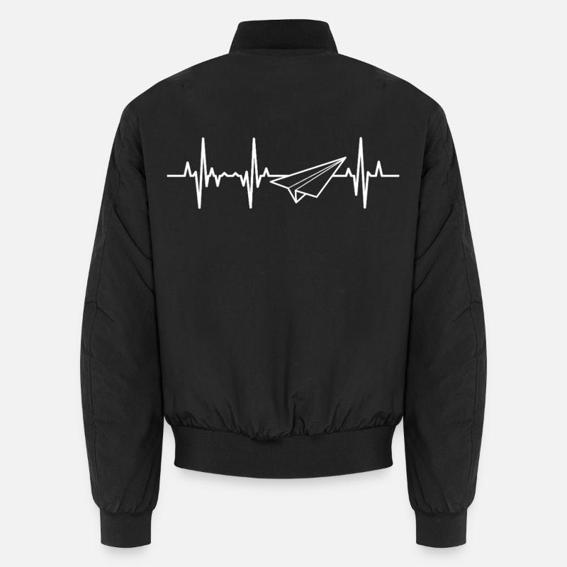 Papierflugzeug Heartbeat - Unisex Bomberjacke - Schwarz