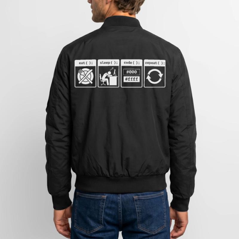Eat Sleep Code Repeat – Conception de flux de travail pour codeurs Bomber unisexe