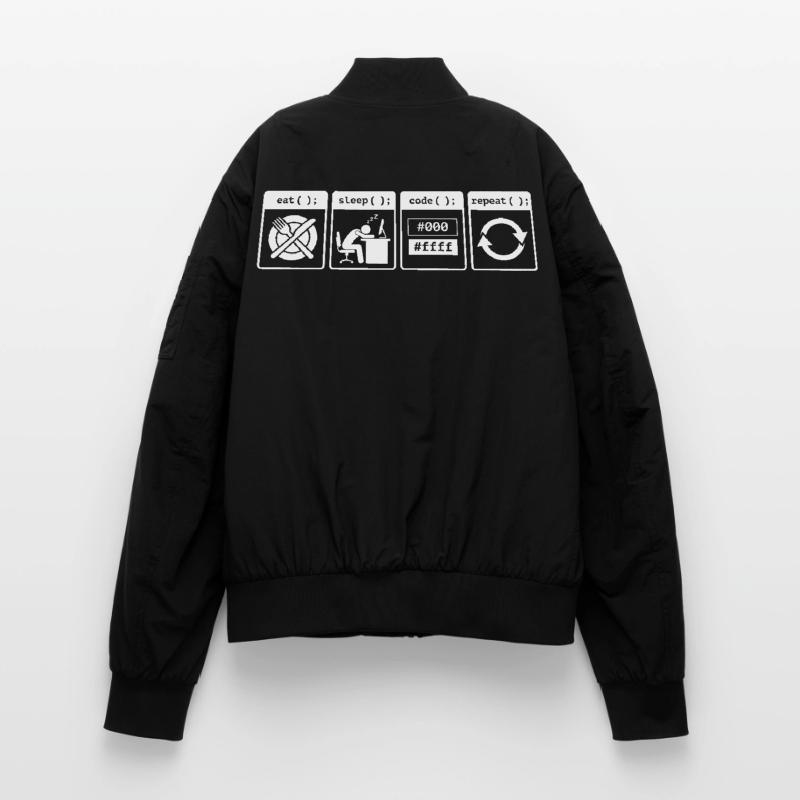 Eat Sleep Code Repeat – Conception de flux de travail pour codeurs Bomber unisexe