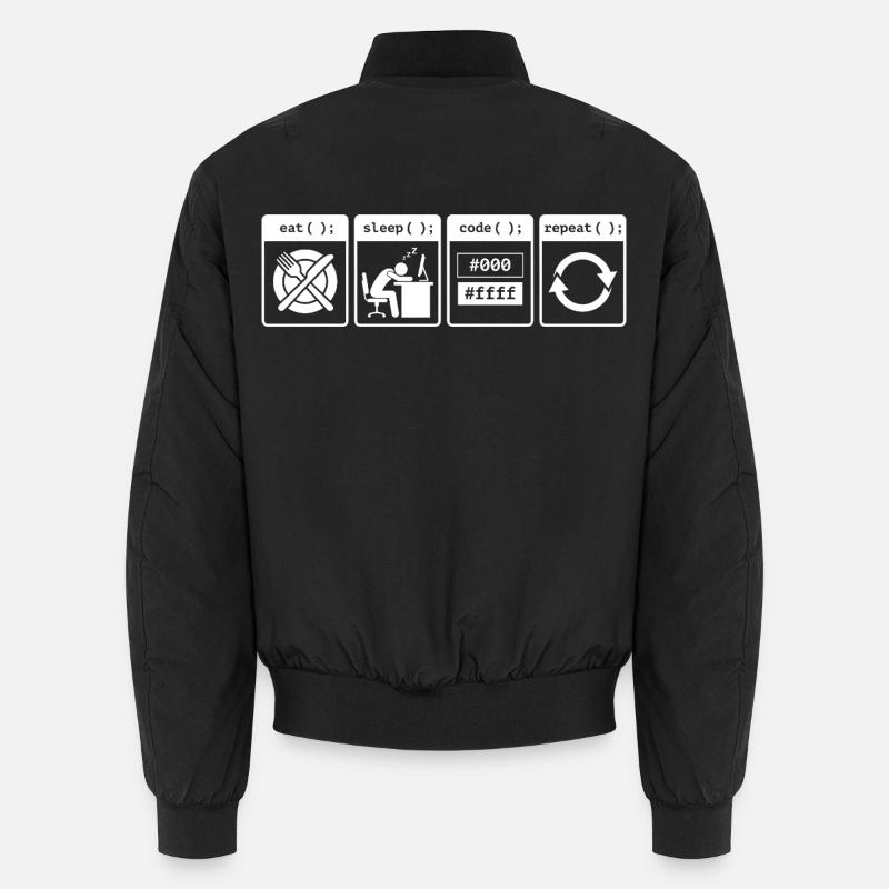 Eat Sleep Code Repeat – Conception de flux de travail pour codeurs Bomber unisexe