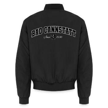 Bad Cannstatt - Unisex Bomber Jacket - black - Back - AI Model Male 185 light (185cm)