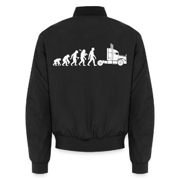 LKW Fahrer Evolution Für Fernfahrer Laster - Unisex Bomberjacke - Schwarz - Hinten - AI Model Male 185 light (185cm)
