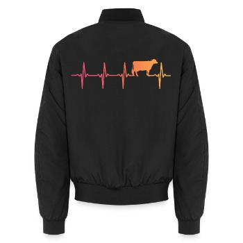 Kuh Sonnenuntergang Herzschlag Kuh Bauer - Unisex Bomberjacke - Schwarz - Hinten - AI Model Male 185 light (185cm)
