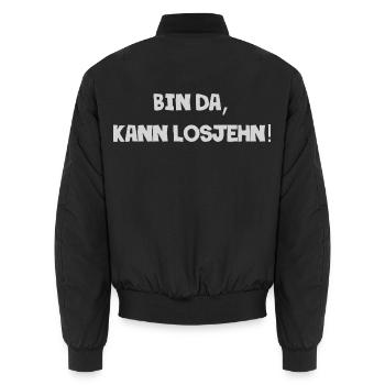 Bin da, kann losgehen - Unisex Bomberjacke - Schwarz - Hinten - AI Model Male 185 light (185cm)