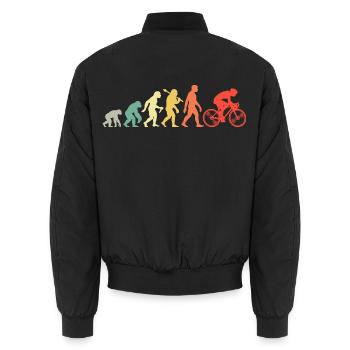 Cycling Evolution For Cyclists Retro Cycling - Unisex Bomber Jacket - black - Back - AI Model Male 185 light (185cm)