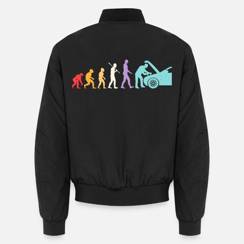 Evolution Mechaniker Humor Mechaniker Werkstatt Unisex Bomberjacke