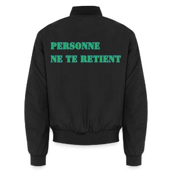 PERSONNE NE TE RETIENT - Bomber unisexe - noir - Dos - AI Model Male 185 light (185cm)