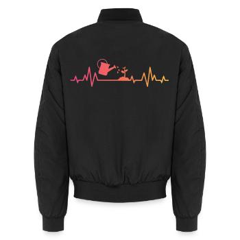 Sunset Heartbeat Gärtner Pflanzkübel - Unisex Bomberjacke - Schwarz - Hinten - AI Model Male 185 light (185cm)