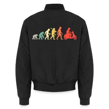 Retro Roller Evolution - Mofa Moped Scooter Fahren - Unisex Bomberjacke - Schwarz - Hinten - AI Model Male 185 light (185cm)