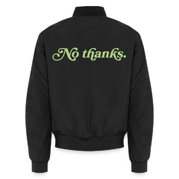 Non merci – Déclaration minimaliste - Bomber unisexe - noir - Dos - AI Model Male 185 light (185cm)