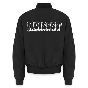 Texte humide et dégoulinant - Bomber unisexe - noir - Dos - AI Model Male 185 light (185cm)
