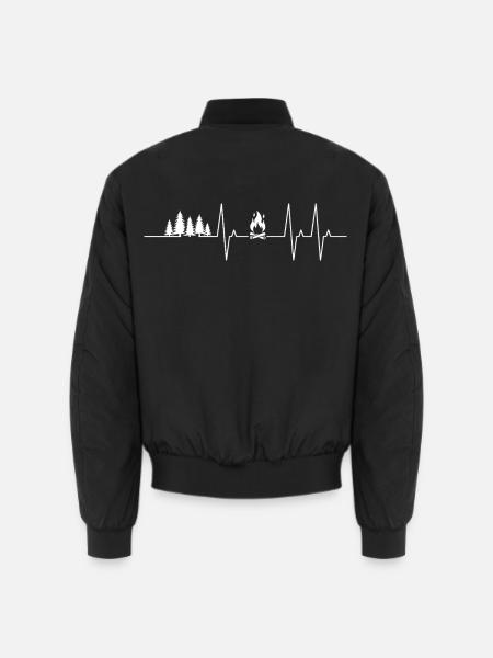Feuerlager Wald Herzschlag Herzschlag Herzschlag Lagerfeuer - Unisex Bomberjacke - Schwarz