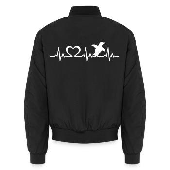 Penguin heartbeat - Unisex Bomber Jacket - black - Back - AI Model Male 185 light (185cm)