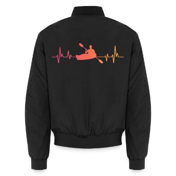 Canoeist Kayak Sunset Heartbeat Canoe - Unisex Bomber Jacket - black - Back - AI Model Male 185 light (185cm)