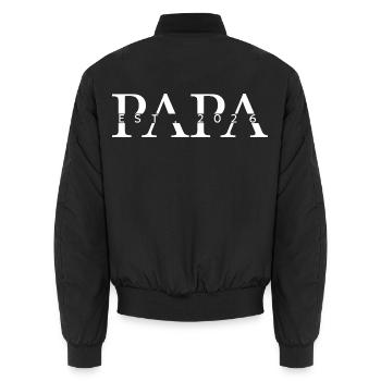 Papa Est. 2026 Vater Geburt Vatertag Geburtstag  - Unisex Bomberjacke - Schwarz - Hinten - AI Model Male 185 light (185cm)