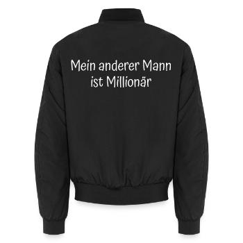 Lustiger Spruch - Unisex Bomberjacke - Schwarz - Hinten - AI Model Male 185 light (185cm)