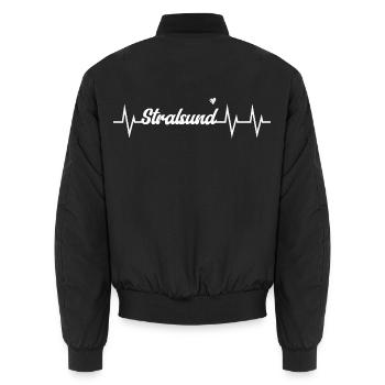 Heartbeat Stralsund - Unisex Bomber Jacket - black - Back - AI Model Male 185 light (185cm)