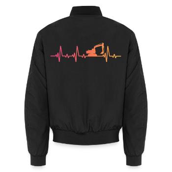 Sunset Heartbeat Baubagger - Unisex Bomberjacke - Schwarz - Hinten - AI Model Male 185 light (185cm)