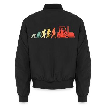Retro Gabelstapler Evolution Für Staplerfahrer - Unisex Bomberjacke - Schwarz - Hinten - AI Model Male 185 light (185cm)
