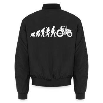 Tractor Tractor Evolution Farmer Farmer Retro - Unisex Bomber Jacket - black - Back - AI Model Male 185 light (185cm)