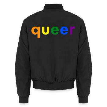 Queer Simple - Unisex Bomberjacke - Schwarz - Hinten - AI Model Male 185 light (185cm)