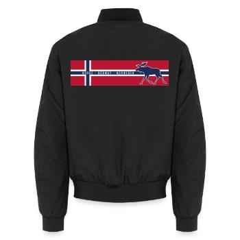 Norge - Norway - Norwegen - Flagge - Elch rechts - Unisex Bomberjacke - Schwarz - Hinten - AI Model Male 185 light (185cm)