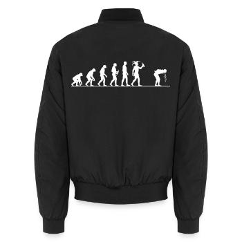 Karneval Evolution – Vom Affen zum Narren - Unisex Bomberjacke - Schwarz - Hinten - AI Model Male 185 light (185cm)