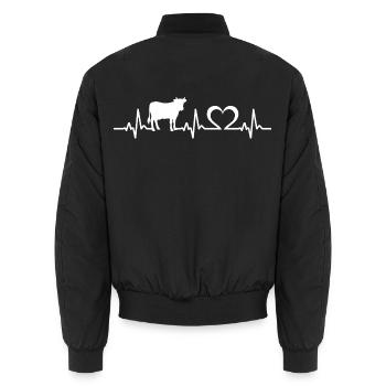 cows heartbeat cow cows - Unisex Bomber Jacket - black - Back - AI Model Male 185 light (185cm)