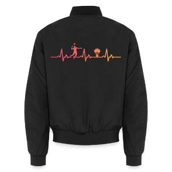 Badminton Sonnenuntergang Herzschlag Badminton - Unisex Bomberjacke - Schwarz - Hinten - AI Model Male 185 light (185cm)