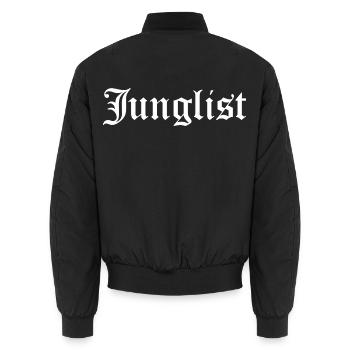 Junglist-Logo der gotischen Schrift - Unisex Bomberjacke - Schwarz - Hinten - AI Model Male 185 light (185cm)
