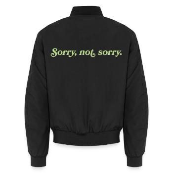 Sorry, not sorry – Freche Attitude - Unisex Bomberjacke - Schwarz - Hinten - AI Model Male 185 light (185cm)