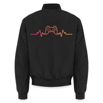 Gamer Sunset Heartbeat Gaming - Unisex Bomber Jacket - black - Back - AI Model Male 185 light (185cm)
