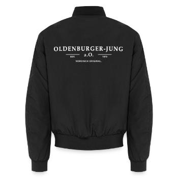 Oldenburger-Jung - Nordisch Original  - Unisex Bomberjacke - Schwarz - Hinten - AI Model Male 185 light (185cm)