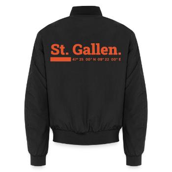 St Gallen Koordinaten - Unisex Bomberjacke - Schwarz - Hinten - AI Model Male 185 light (185cm)