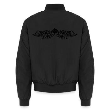 Filigree tribal tattoo ornament with crocodiles. - Unisex Bomber Jacket - black - Back - AI Model Male 185 light (185cm)