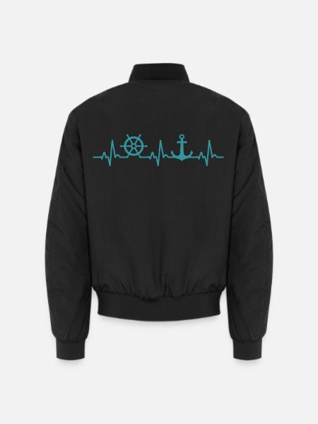 Boot Heartbeat Marine Kapitän - Unisex Bomberjacke - Schwarz