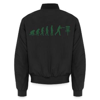 Disc Golf Evolution Funny Disc Golfer Flying Disc - Unisex Bomber Jacket - black - Back - AI Model Male 185 light (185cm)
