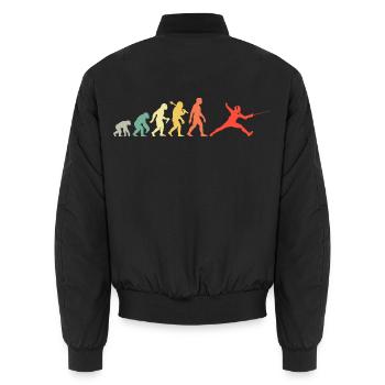 Fechten Evolution Für Fechter Und Sportfechter - Unisex Bomberjacke - Schwarz - Hinten - AI Model Male 185 light (185cm)