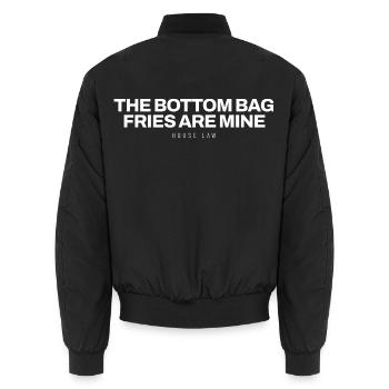 Pommes Imbiss Snack Pommes Frites Kartoffel Lustig - Unisex Bomberjacke - Schwarz - Hinten - AI Model Male 185 light (185cm)