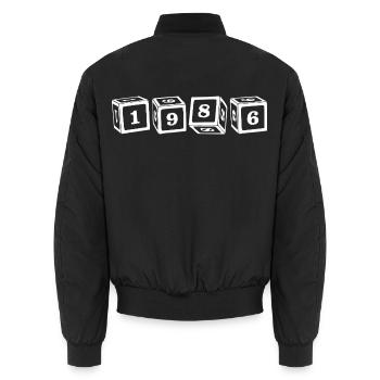 1976 50. Geburtstag - Unisex Bomberjacke - Schwarz - Hinten - AI Model Male 185 light (185cm)