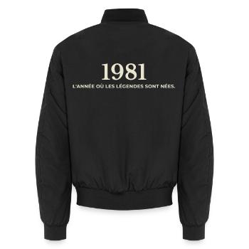 1981 : L'année où les légendes sont nées - Bomber unisexe - noir - Dos - AI Model Male 185 light (185cm)